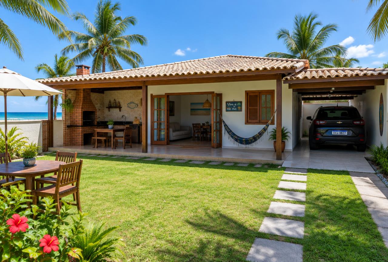Casa para aluguel de temporada em Coroa Vermelha: Casa com quintal em Coroa Vermelha